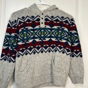Boys Hooded Sweater Gray Red Navy Blue NWOT Size M (7-8)